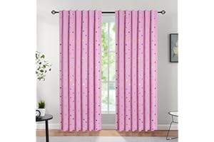 Urban Lotus Pink Blackout Curtains for Girls Room 84 Inches Decor Colorful Metallic Polka Dots Printed Back Tab Children Window Panels Room Darkening Thermal Insulated Drapes for Bedroom 50" w 2pcs