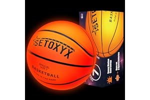 SETOXYX Glow in The Dark Basketball, Light Up Basketball for Teen Boy, Official Size 7 with 6 Spare Batteries, Gift for Boys 