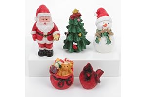 Mini Christmas Figurines Ornaments Decorations: Resin Christmas Santa Snowman Tree Bag Figurines for Xmas Party DIY Table Toy
