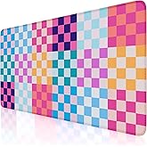 iCasso Desk Matt for Desktop, Cute Desk Pad Mat, XXL Large Mouse Pad, Anti-Slip Big Mousepad with Stitched Edges, Keyboard Pad Mouse Mat for Computer(Colour Checkered)