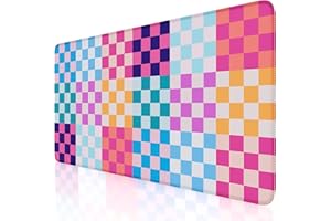iCasso Desk Mat, Cute Desk Pad for Women,XXL Large Mousepad with Stitched Edges,Retro Checkered Keyboard Pad Mouse Mat for Co