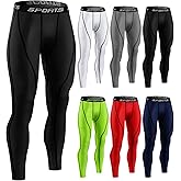 Riyiper 6 Pcs Men's Compression Pants Athletic Workout Running Tights Rapid Dry Sport Leggings Base Layer Bottom for Yoga Gym