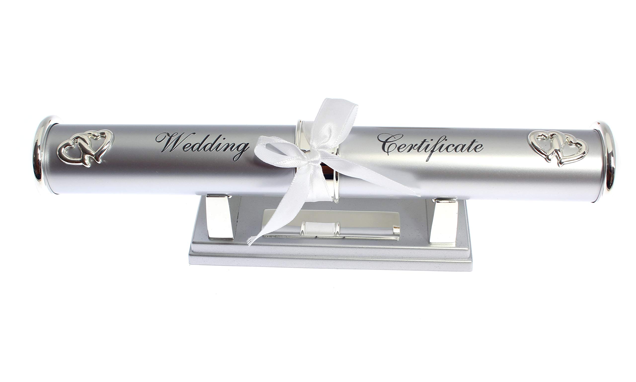 Deluxe Silver plated wedding certificate holder with stand