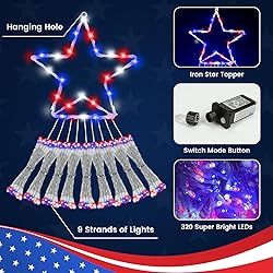 4th of July Decorations 320 LED Star String Lights