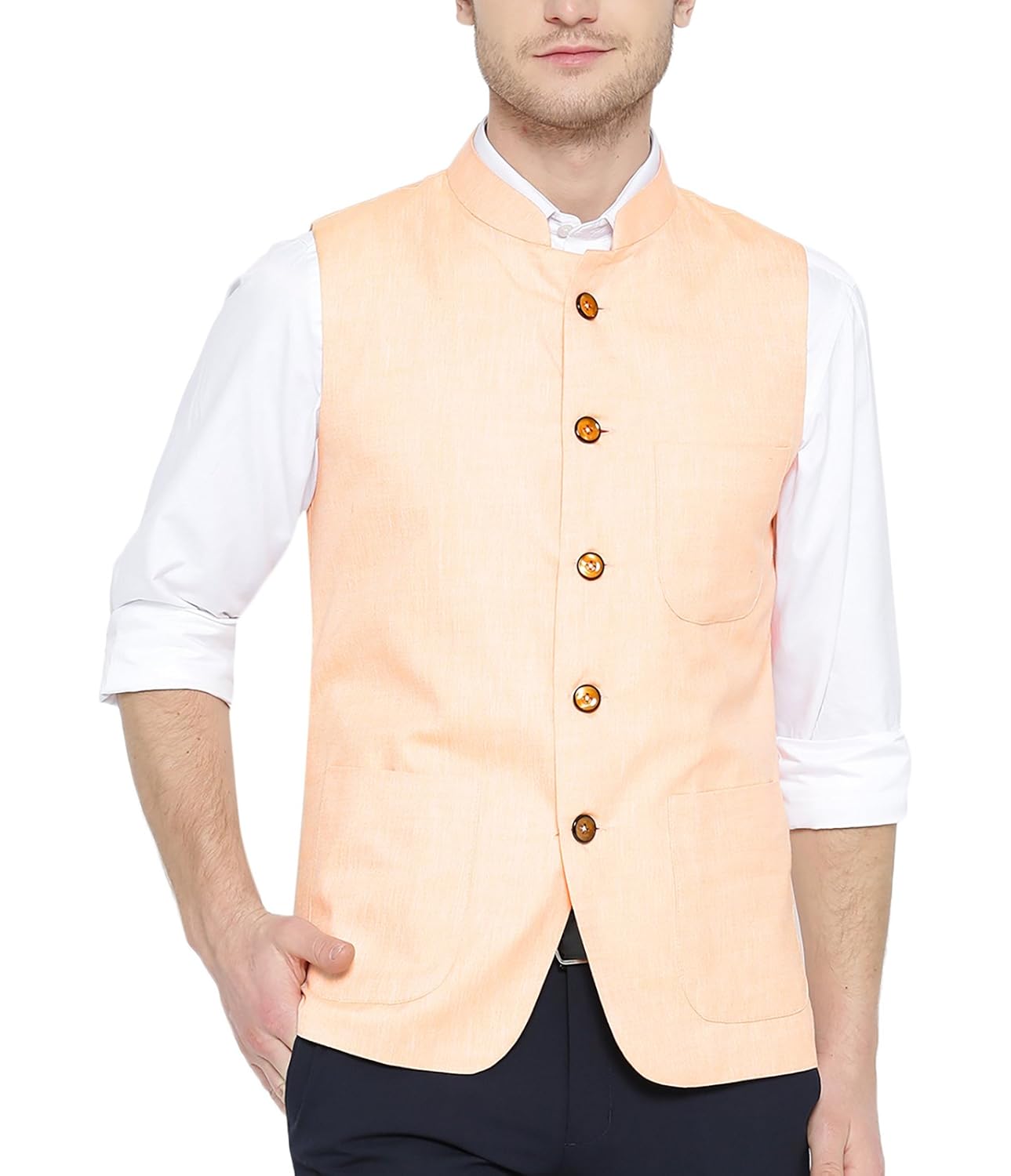 shaftesbury london men's cotton nehru jacket