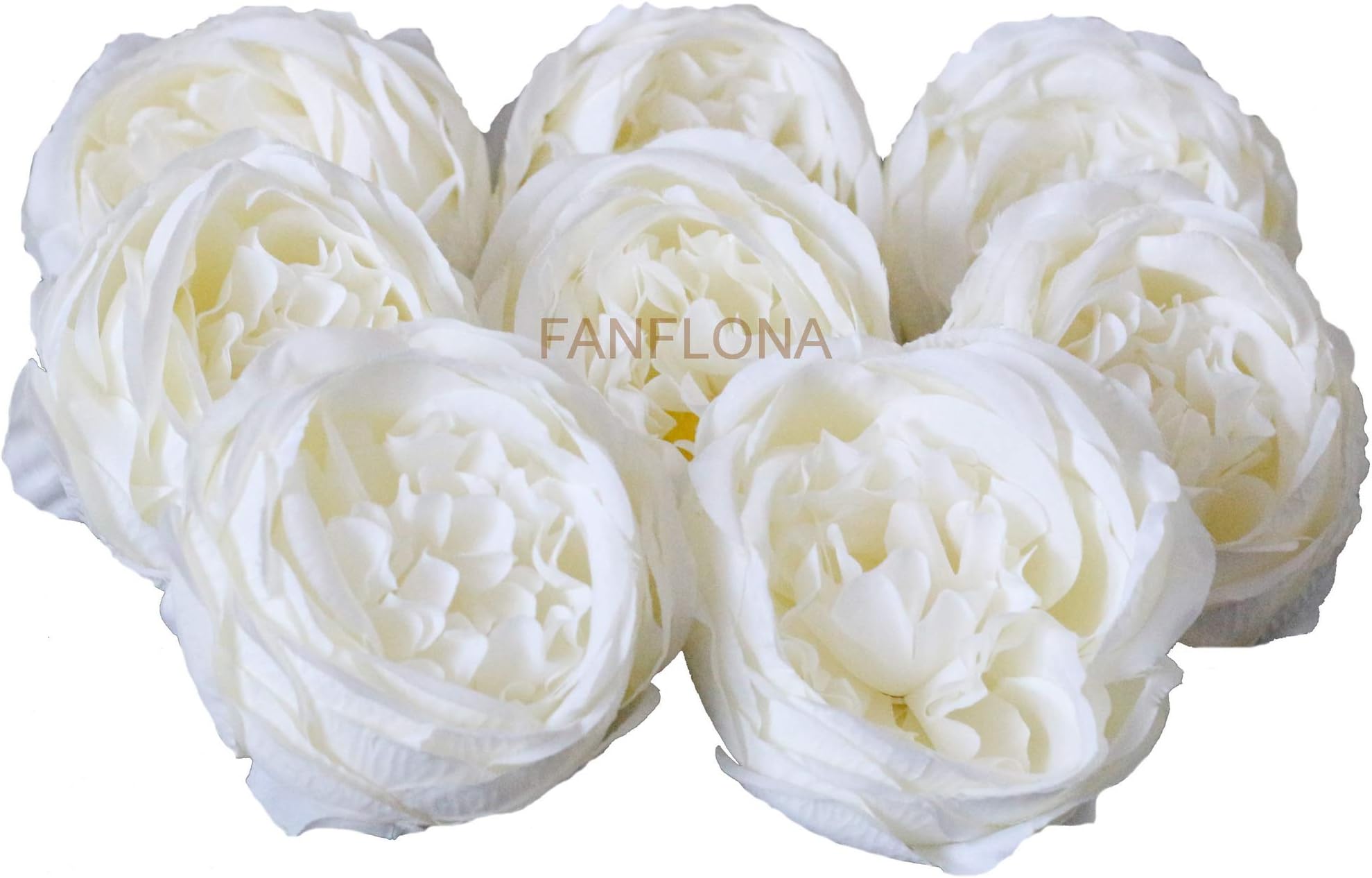 Silk Flowers in Bulk Wholesale 60 Flower Heads Silk Tea Rose Artificial Peony Flower Heads (Cream White)