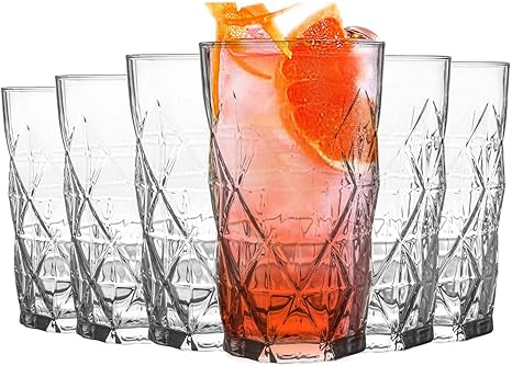 Lav 12 Stuck Keops Art Deco Highball Glaser Set Vintage Cut Glass Long Drink Cocktail Tumblers 460ml Amazon De Kuche Haushalt Wohnen