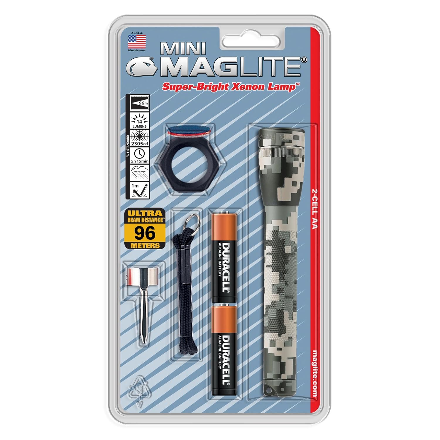 Maglite Mini Incandescent 2Cell AA Flashlight with Holster FlagLite