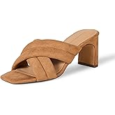 Amazon Essentials Women's Crossover Heeled Sandal with Padded Straps and Memory Foam Insole
