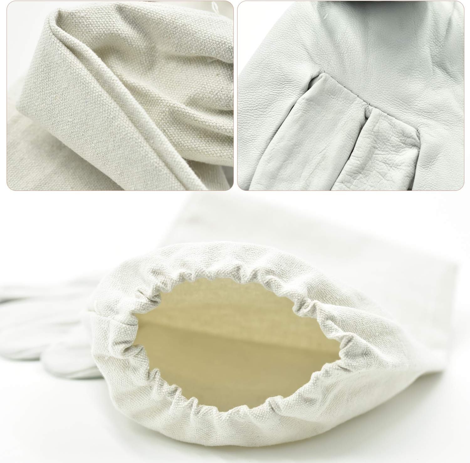 FEIGO Beekeeping Gloves Goatskin Protective Gloves Goatskin Leather Beekeeper's Glove with Long Canvas Sleeve & Elastic Cuff Perfect for The Beginner Beekeeper 49CM - Image 5