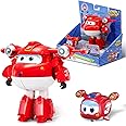 Super Wings - 5" Transforming 2-Pack Supercharged Jett & Super Pet Jett Airplane Toys | New from Season 5 | Airplane to Robot | Preschool Birthday Gifts for 3 4 5 Year Old Kids | with Light Effect