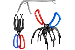 MYUDEGEAS 3 Packs Upgrade 2/3 Claw Fish Gripper with Stainless Steel Hook Remover, Metal Fishing Pliers Gripper Catch Control Clamp,Fish Grip Tackle Holder & Steel Dehooker for Freshwater and Saltwater Fishing