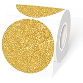 YEGAWEN 3" Holographic Direct Thermal Label Stickers, Round Printable Rainbow Glitter Thermal Printer Sticker Labels for Gift Wrapping, Self-Adhesive DIY Custom Logo Design- Shiny Gold