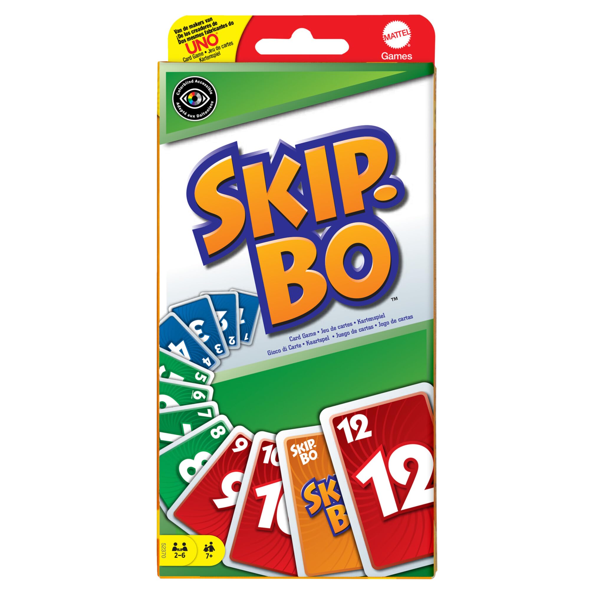 Mattel Games, SKIP-BO Card Games for ages +7, card sequencying family game from UNO creators, 52370