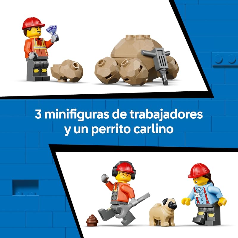 City Camión Volquete y Cargadora Frontal de Juguete – Vehículos de Obra con Funciones Realistas y 3 Minifiguras y Figura de Perro – Regalo de Cumpleaños Stem para Niños de 8+ Años – 60494 — foto 6 de 8
