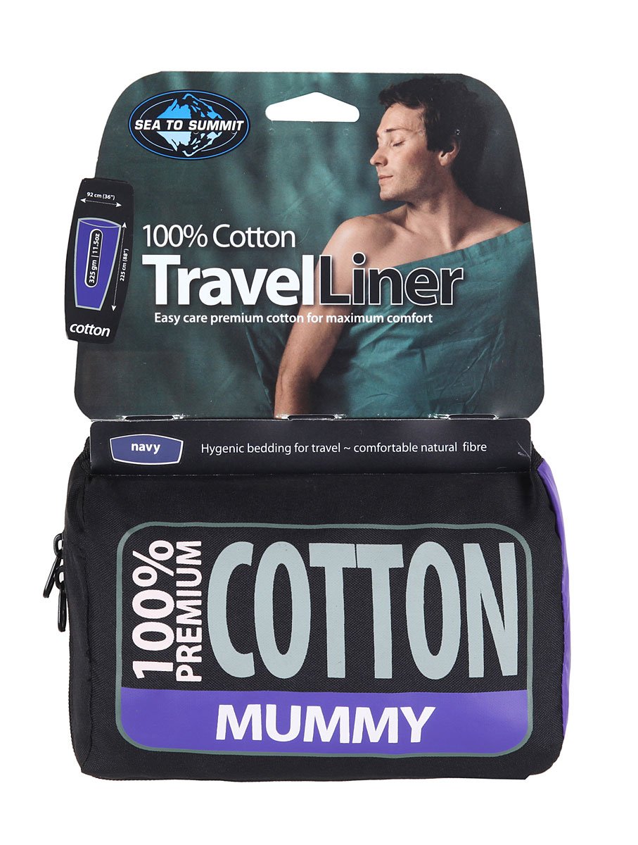 CAMELBAK Sea to Summit Premium Cotton Travel Liner - Mummy - Navy Blue