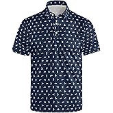 Funny Print Golf Shirts for Men Lightweight Dry-Fit Hawaiian Style Casual Polo with Stretch Fabric for Outdoor & Sports