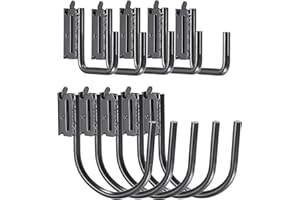 BTSKY 10 PCS E Track J Hooks with 2" and 4", Large Steel J Hook Tie Down Accessories, Heavy Duty X Track Steel Hanger for Enc