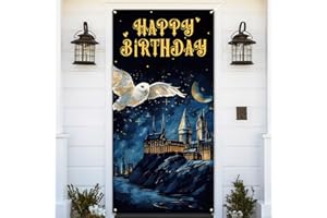 FARMNALL Magical Witch Wizard Door Cover Happy Birthday Photo Backdrop Birthday Party Decorations and Supplies for Home