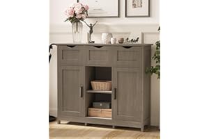 MIRROTOWEL Storage Cabinets，Wooden Floor Cabinet，with Drawers and Shelves Storage Cabinets，Accent Cabinet for Living Room， Bedroom，Bathroom Furniture Home Decor（Gray）