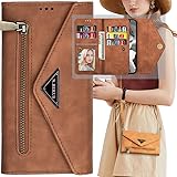 Galaxy Note 20 Wallet Case with Crossbody Strap for Women,Auker Folio Flip Leather 9 Card Holder Flip Kickstand Magnetic Pocket Wallet Case Clutch Zipper Purse Case Shoulder Bag for Samsung Note20