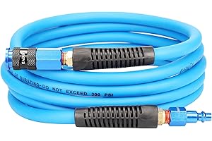 EADUTY Hybrid Lead-in Air Hose 1/4 In. x 10 ft, Lightweight, Flexible, Durable Air Compressor Hose with Aluminum Universal Qu