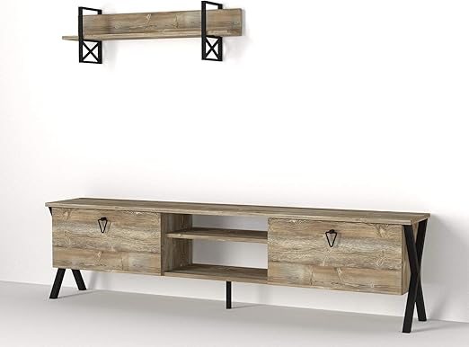 Alphamoebel 4425 Zeth Wohnwand Anbauwand Tv Lowboard Mit Metallfusse Wohnzimmerschrank Walnuss Holz Hangeregal Mit Metall 180 X 46 8 X 31 5 Cm Amazon De Kuche Haushalt