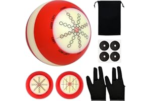TOPHONIEX Billiards Cue Ball Practice Training Artifact with Billiard Gloves, Pool Table Ball Bag and Billiard Balls Locator Sticker, Used in American Billiards Eight Balls, Billiard Balls Accessories