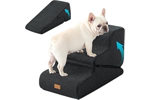 Gardner Pet 2-in-1 Dog Steps for Bed, Adjustable 3-Steps High Density Foam Dog Ramp for Sofa, Water Resistant Pet Stairs with