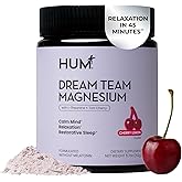 Hum Nutrition Dream Team Magnesium Bisglycinate Powder, L Theanine & Tart Cherry Magnesium Supplement Drink Mix, Support Rest, Relaxation & Sleep Routine, Gluten Free, Vegan, Cherry Lemon, 30 Servings