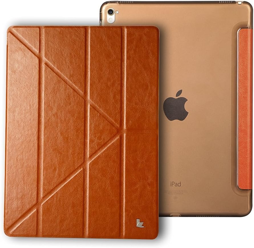 iPad Mini 5/4 Case,Jisoncase 2019 iPad Mini 5/4 Genuine Leather Trifold Case, Ultra Slim iPad Mini 5 Smart Cover with Auto Sleep/Wake Function for iPad Mini 5th / 4th Generation (Brown-1)