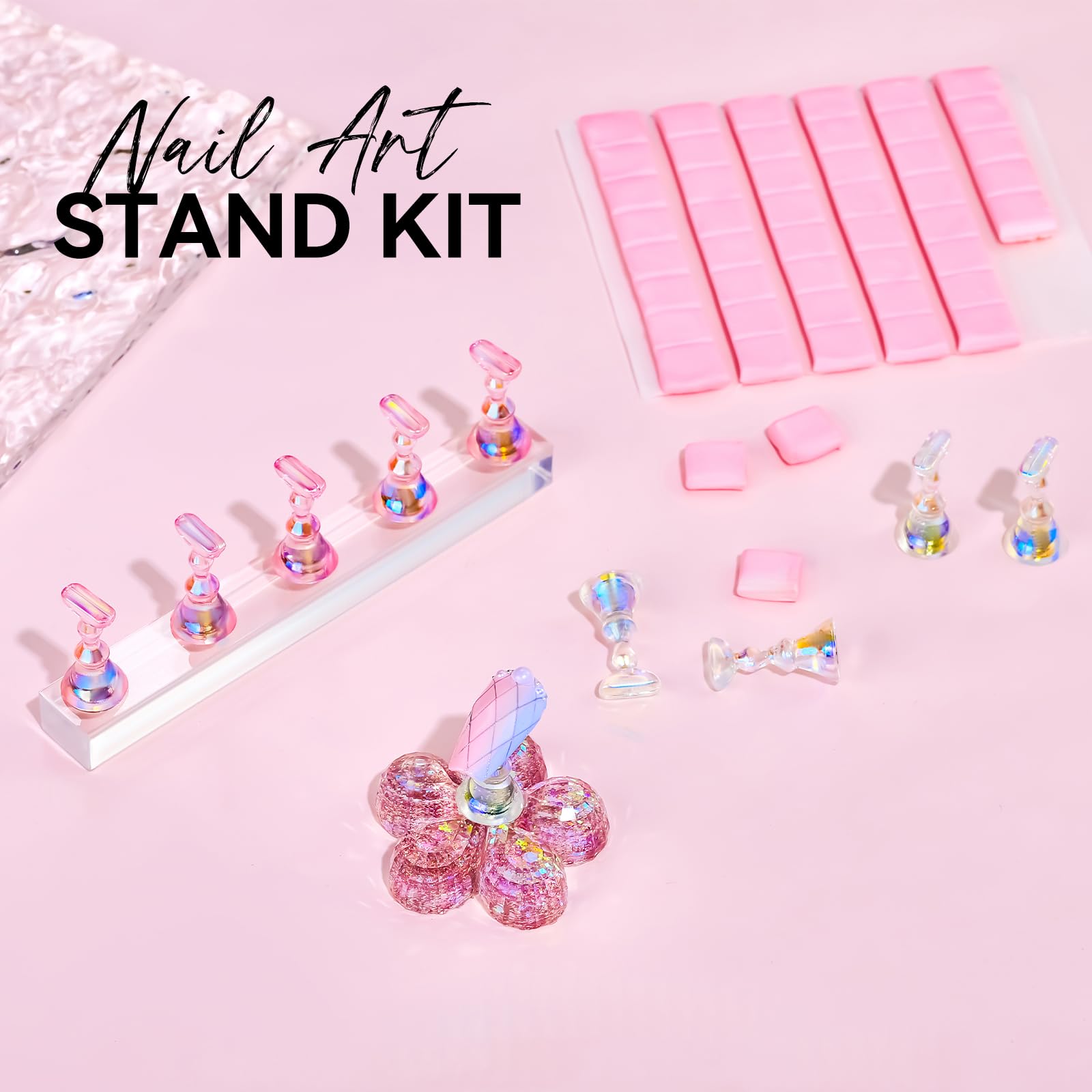 Makartt Nail Stand for Press On Nails Display Practice Art Painting Magnetic Fake Nail Holder for Painting Nails Stand for False Nail Designs with Reusable Putty for Home DIY Beginner Salon Supplies