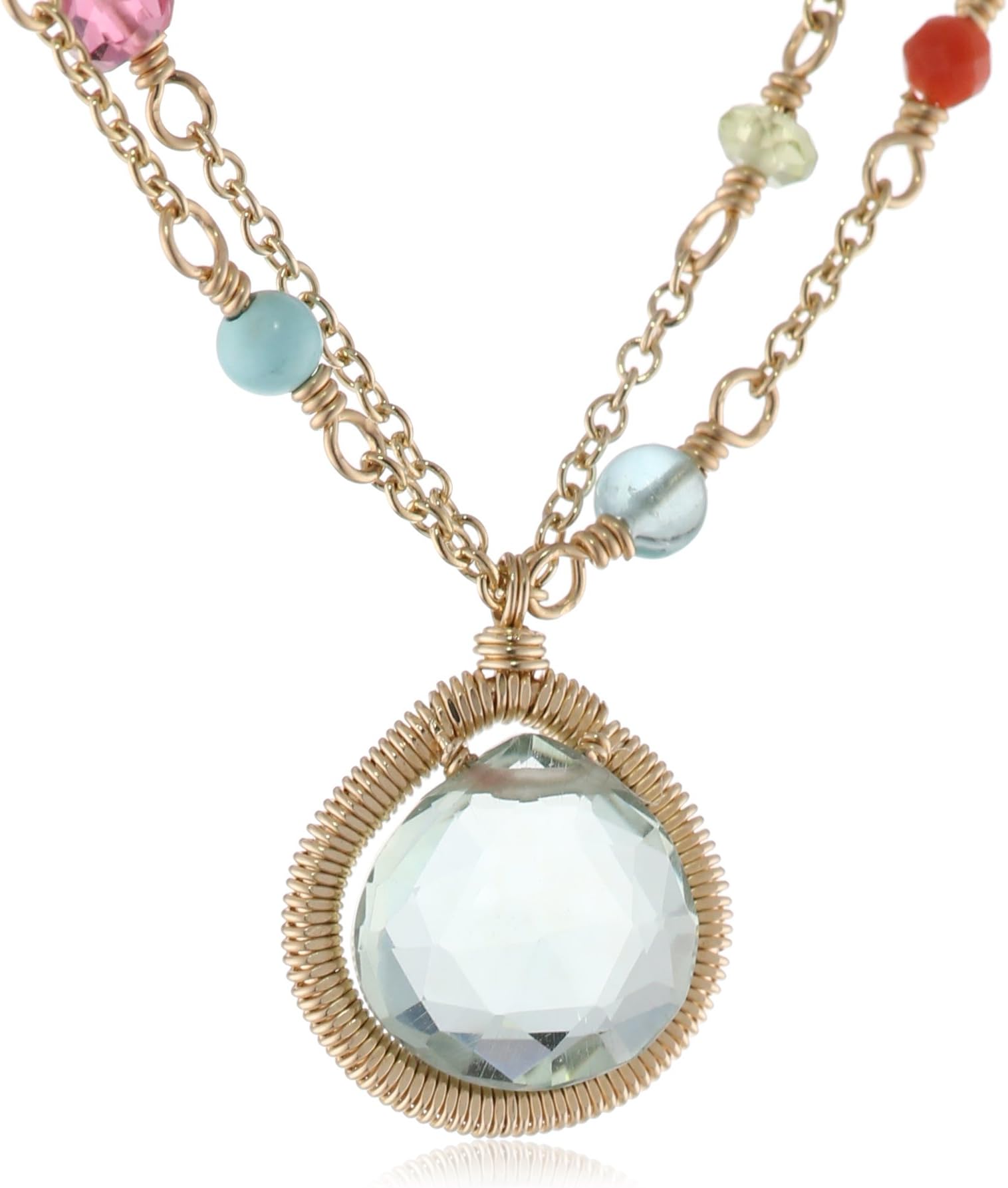 Dana Kellin Fabulously Colorful with Flourite Heart and Gemstone Accents Pendant Necklace, 17.87"