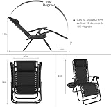 Aspect Zero Gravity Chairs Set of 2 Sun Loungers Folding with Cup Holder Black view 2