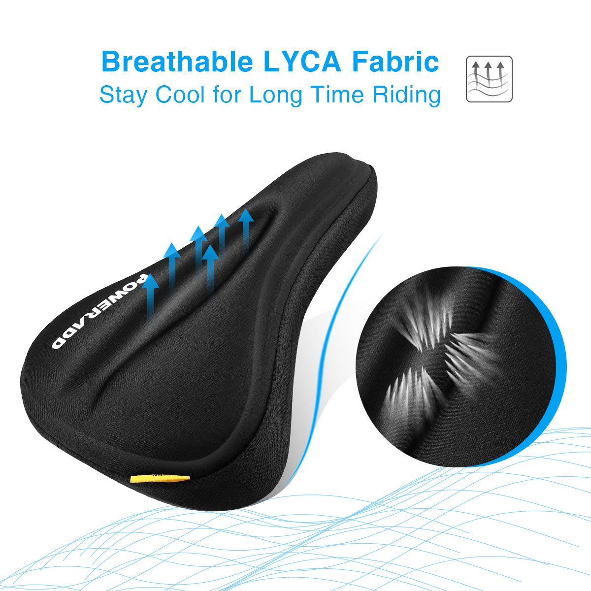 Poweradd Gel Sattelbezug Rennrad (28cm x 17cm), Komfortabel Weich Fahrradsattel Gel Überzug für Herren und Damen, wasserdichter Fahrradsitzbezug für City Touren und Trekking, Schwarz …