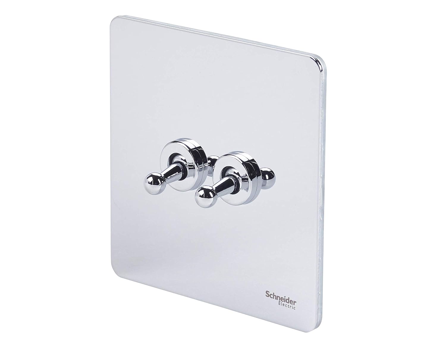 Schneider Electric Ultimate Screwless Flat Plate - Double Toggle 2 Way Light Switch, Single Pole, 16AX, GU1422TPC, Polished Chrome - Image 3
