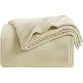 KMUSET Super Soft Throw Blanket Premium Silky Flannel Fleece Throw Size Beige Microfiber Lightweight Blanket All Season Use
