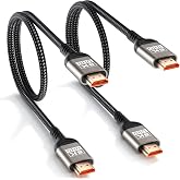 Getrish Short HDMI Cable 2FT, 8K HDMI 2.1 Cable 2Pack, High Speed HDMI Cord | Braided HDMI Cord 2 Foot, 48Gbps, 8K@60Hz, 4K@120Hz, eARC, HDR10+, HDCP2.3, Compatible for PS5, Monitor, Camera, TV Box, HDTV