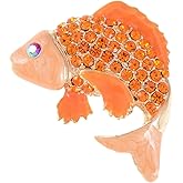 Alilang Japanese Koi Fish Carp Golden Tone Enamel Crystal Rhinestone Ocean Animal Lapel Pin Brooch
