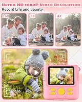 YKSLEMON Instant Print Camera for Kids 1080P 32G SD Card Pink 3 Print Rolls view 3