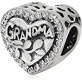 925 Sterling Silver Love Grandma Heart Charm Birthday Anniversary Charm for Pandora Bracelet