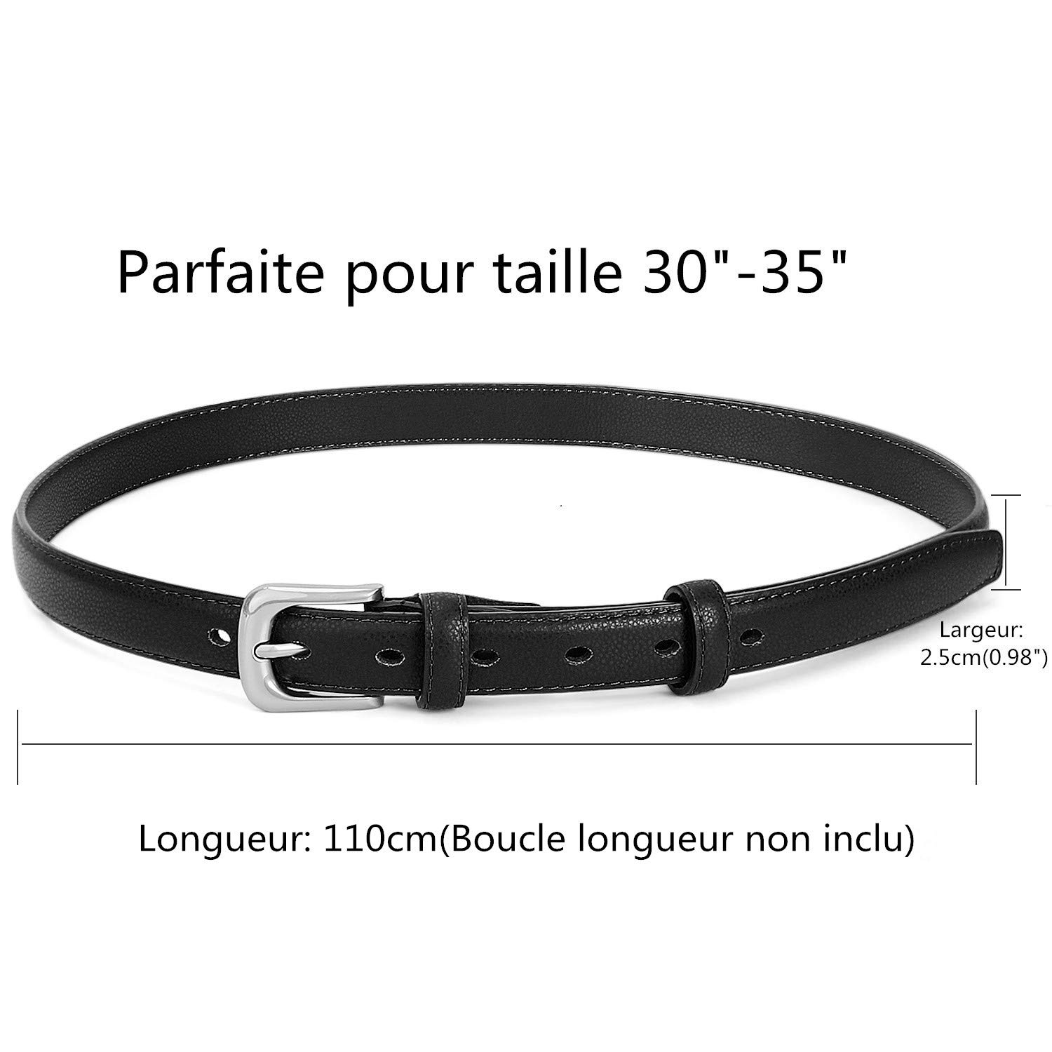 JASGOOD Ceinture en Cuir Ceinture Femme à la Mode Ceinture Solide avec Boucle en Alliage pour Jeans, Pantalon, etc