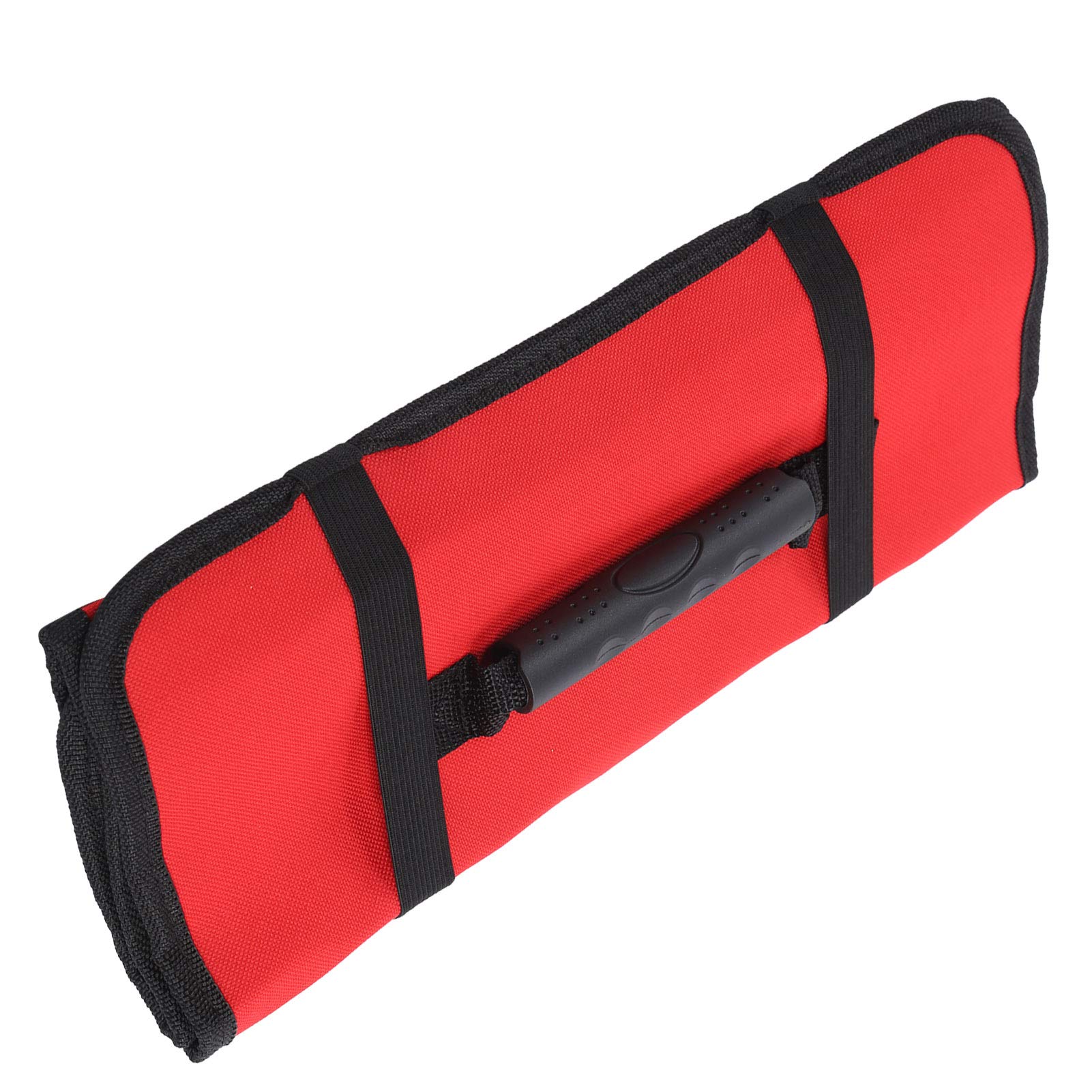 Alomejor Multi Pocket Tool Roll Organizer 600D Polyester Portable Roll Tools Bag Pouch Tool kit 13.8x5.9in(Red)