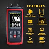DANOPLUS Digital Manometer Gas Pressure Gauge HVAC ±200 inH2O LCD Data Logger view 2
