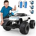 NQD 1:8 Big Cybertruck, XXX-Large RC Cybertruck Toy Model 4WD with Dual Motors, LED Headlight, Music, Alloy Remote Control Truck Off Road RC Car Rock Crawler, 2.4GHz All Terrain Toy Car for Boy Kids