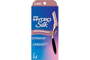 Schick Hydro Silk Dermaplaning Wand, Dermaplaning Tool for Face | Dermaplane Razor for Women Face, Eyebrow Razor, Peach Fuzz Remover, Includes 1 Weighted Metal Handle with 6 Refill Blades