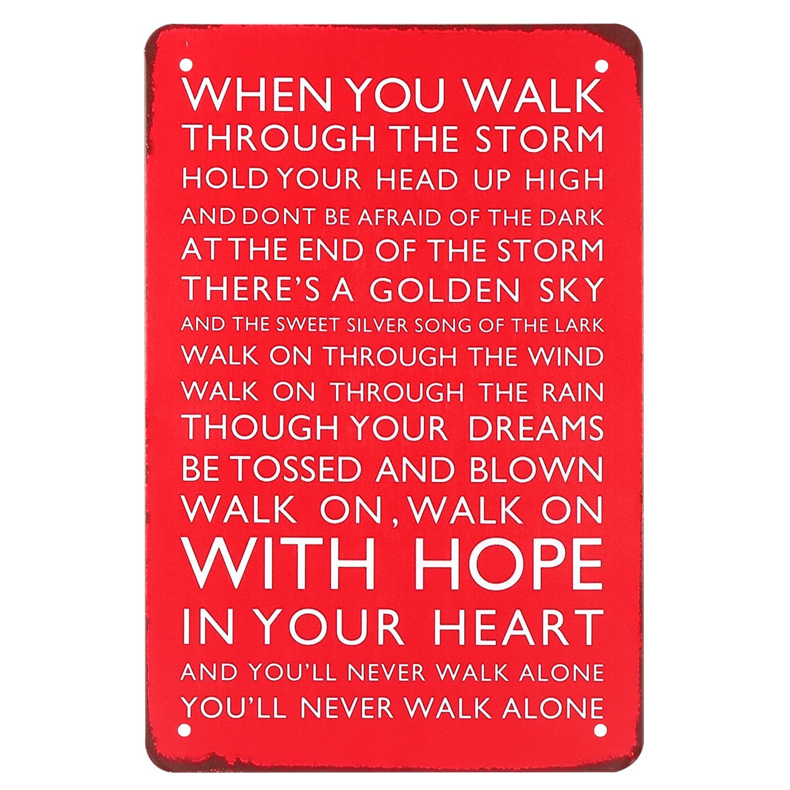 OUZHOU Liverpool Football Club Chant, You'll Never Walk Alone Tin Sign, Liverpool Gifts for Men Boys, Vintage Metal Wall Art Bar Sign, Wall Posters Stickers Liverpool FC Gifts Hanging Decorations