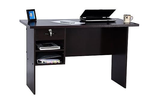 Deckup Giona Office Desk and Study Table (Dark Wenge, Matte Finish)