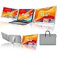 15.6” Laptop Screen Extenders for 12-18.5”Laptops, Triple Portable Desktop Monitors 1080P FHD IPS, Compatible with Windows,Surface,MacOS (with Pro Chips/Max Chips & M4 chip), Powered by USB-C & HDMI