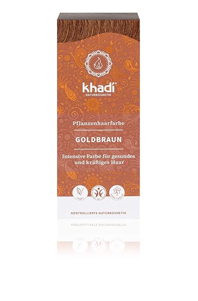 khadi Pflanzenhaarfarbe Goldbraun 100g I Haarfarbe für glänzendes und goldenes Braun I Naturhaarfarbe 100% pflanzlich